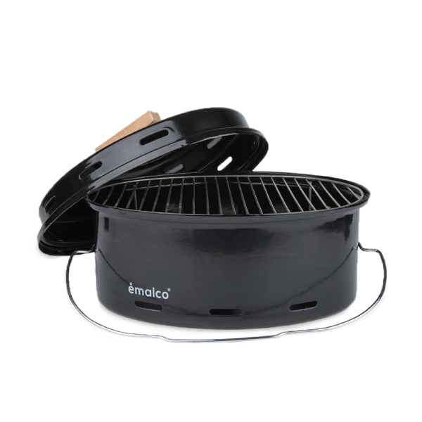 Emalco To Go Grill mit Deckel und Grillrost – Schwarz
