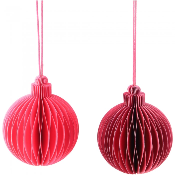 Papierkugeln Bože – 2er-Set in Pink & Dunkelrot, Ø 8,5 cm
