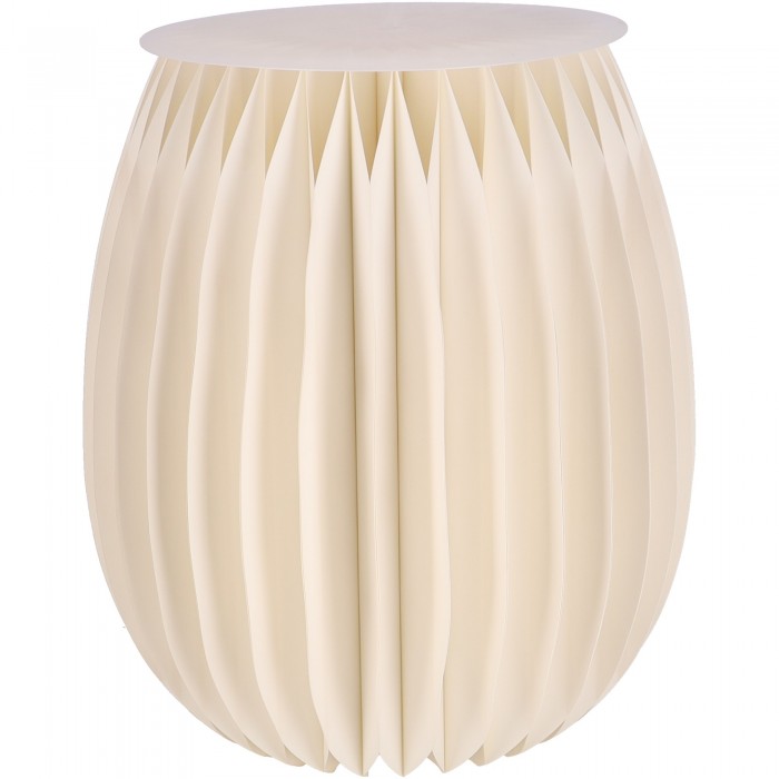 Bože Papiersockel Creme– Dekosäule in Beistelltisch-Optik Ø 40 × H 45 cm