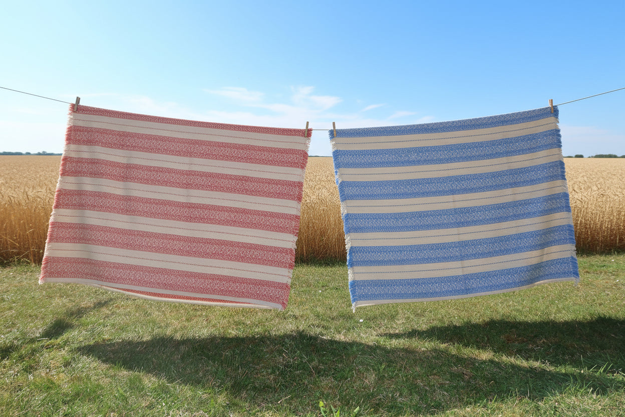 Handgewebte Ethno Tischdecke Koralle-Sand – Kroatien