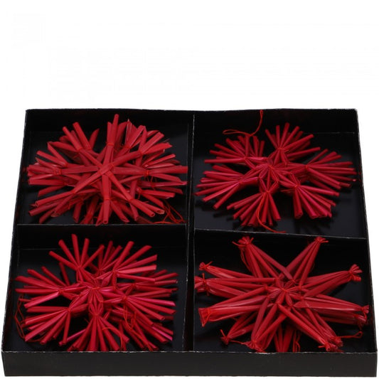 Strohsterne Bože in Rot – 12er-Set in der Box, Ø 10 cm