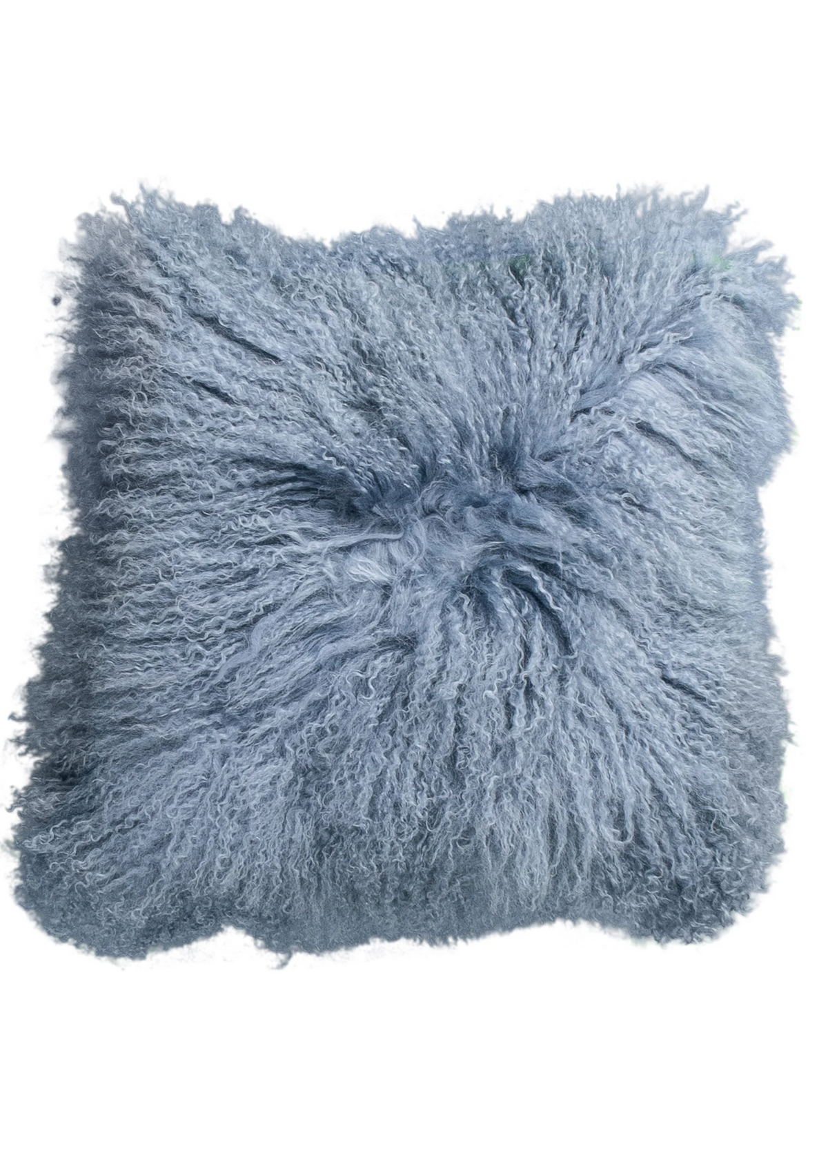 Tibetisches Lammfellkissen Hellblau – 45 × 45 cm