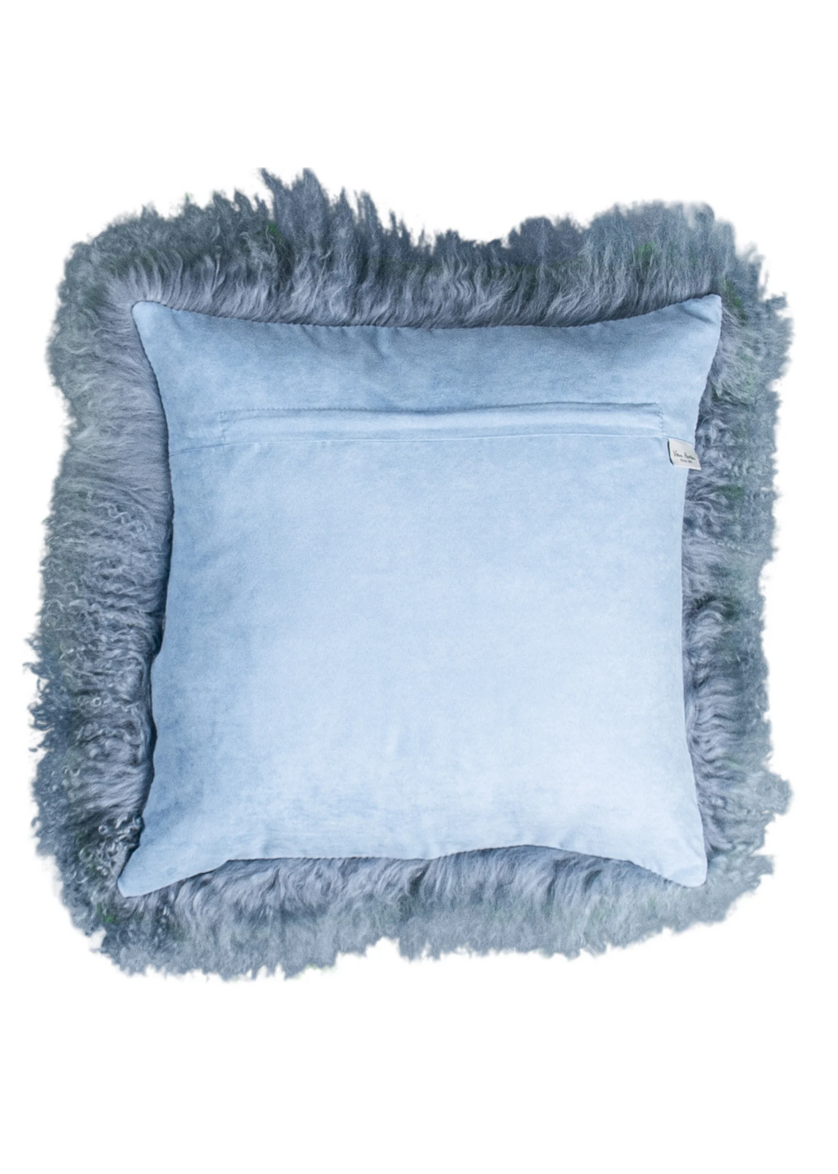 Tibetisches Lammfellkissen Hellblau – 45 × 45 cm