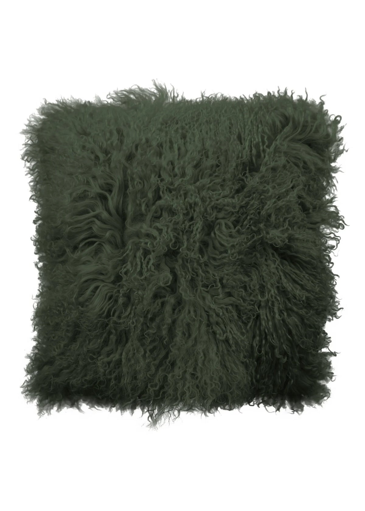 Tibetisches Lammfellkissen Grün – 45 × 45 cm