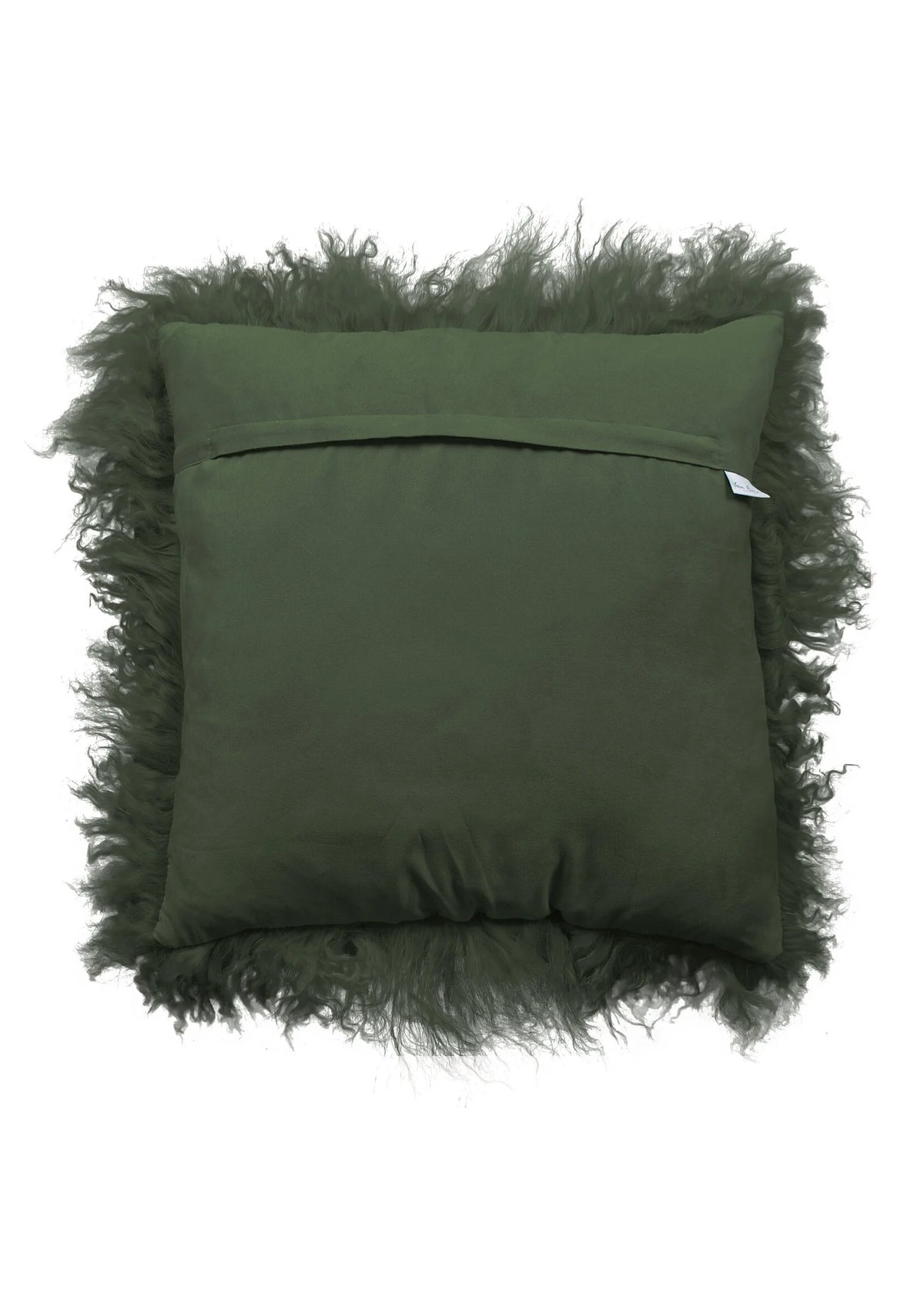 Tibetisches Lammfellkissen Grün – 45 × 45 cm
