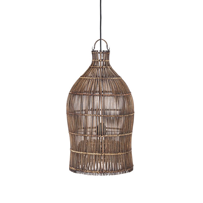 Pendelleuchte Woven Bell Braun – S – handgefertigt aus Bambus