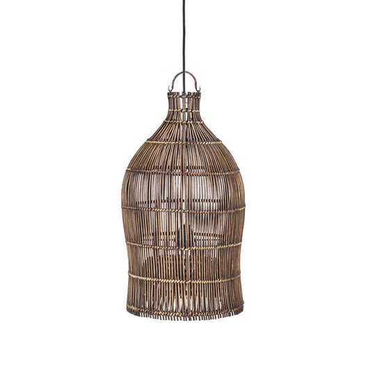 Pendelleuchte Woven Bell Braun – S – handgefertigt aus Bambus